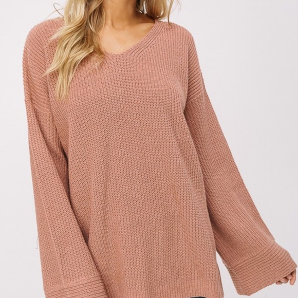 NWT Brick V-neck Bell Sleeve Sweater - Picture 7 of 8